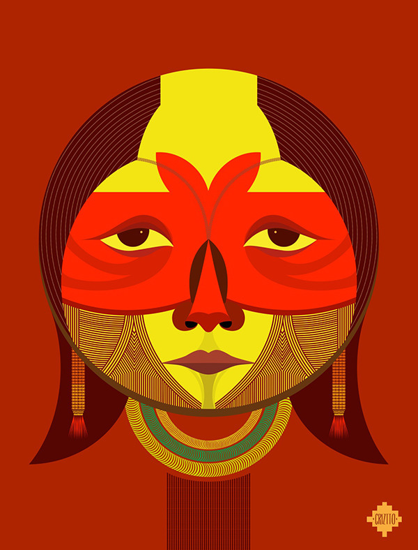 Kayapó — retrato vectorial de CRIZTTO